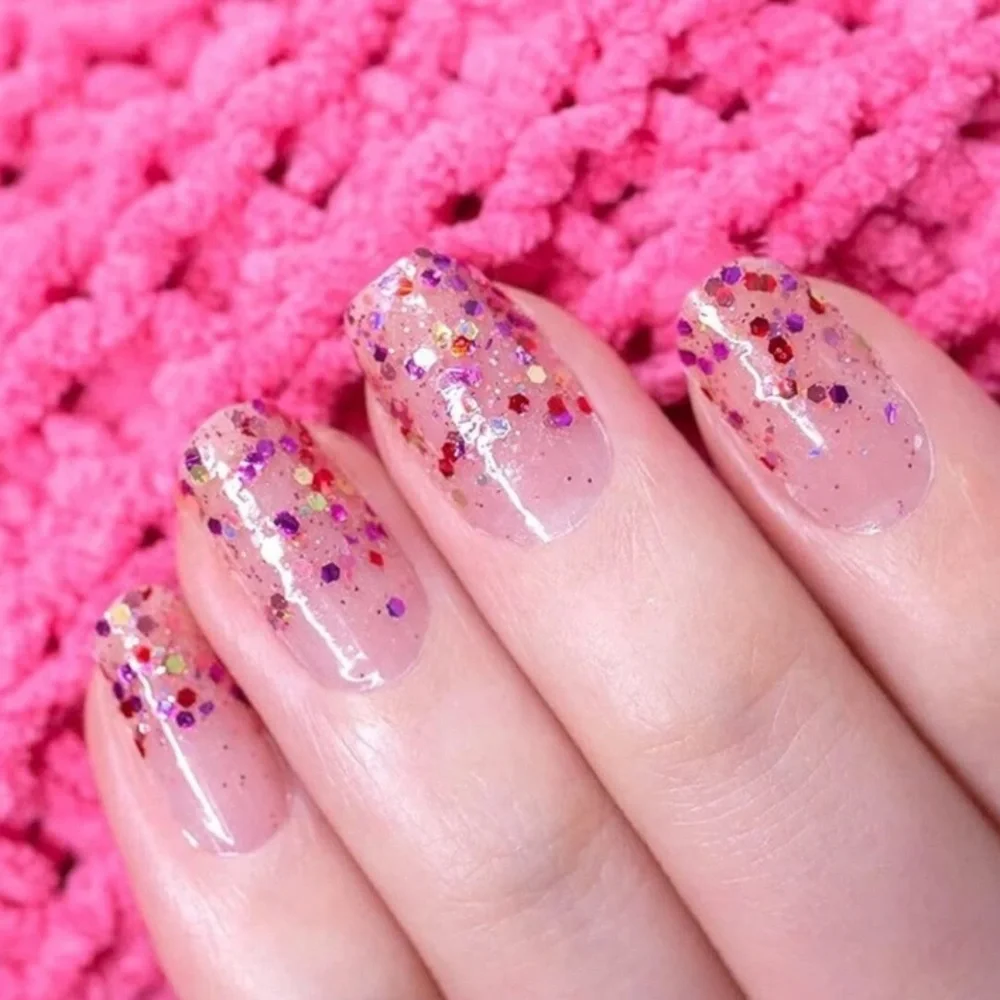 Color Street Nail Sticker Strips in Cannes Fetti Red Purple Gold Glitter Retired
